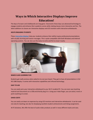 Ways in Which Interactive Displays Improve Education!