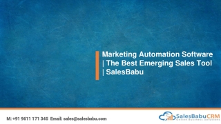 Marketing Automation Software | The Best Emerging Sales Tool | SalesBabu