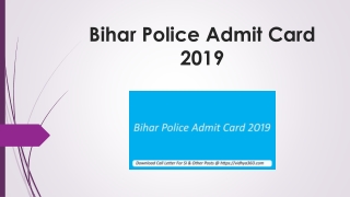 Bihar Police Admit Card 2019 - BPSSC 2446 SI Exam Call Letter