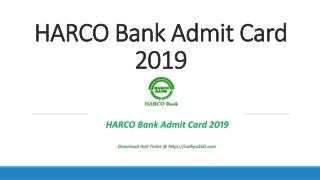 HARCO Bank Admit Card 2019 | Download Call Letter For Clerk Exam