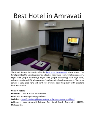 Best Hotel in Amravati