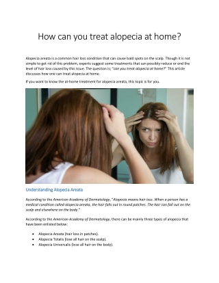 How can you treat alopecia at home?