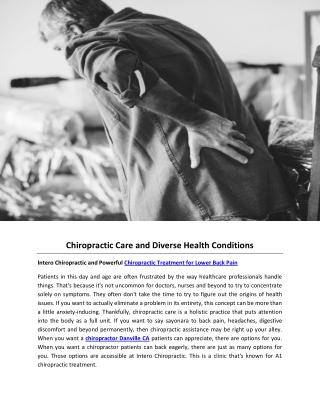 Chiropractic Care and Diverse Health Conditions