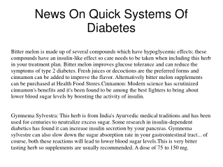 News On Quick Systems Of Diabetes