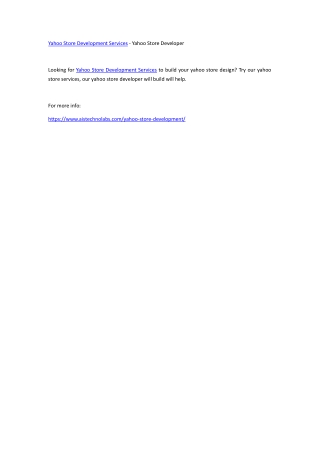 Yahoo Store Development Services - Yahoo Store Developer