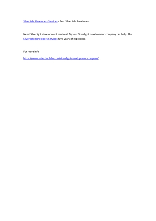Silverlight Developers Services – Best Silverlight Developers