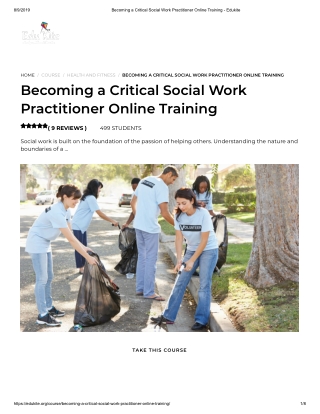 Becoming a Critical Social Work Practitioner Online Training - Edukite