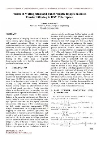 Fusion of Multispectral and Panchromatic Images based on Fourier Filtering in HSV Color Space