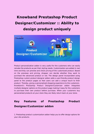 Knowband Prestashop Product Designer/Customizer :: Ability to design product uniquely