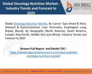 Global Oncology Nutrition Market– Industry Trends and Forecast to 2025