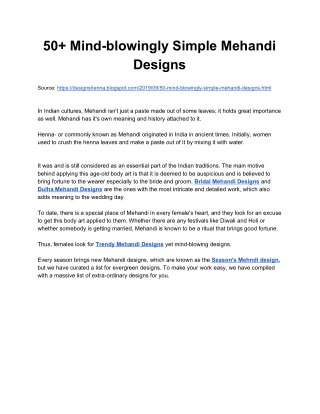 50 Mind-Blowingly Simple Mehandi Designs