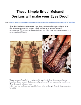 These simply yet trendy Bridal Mehandi designs will make your eyes drool!