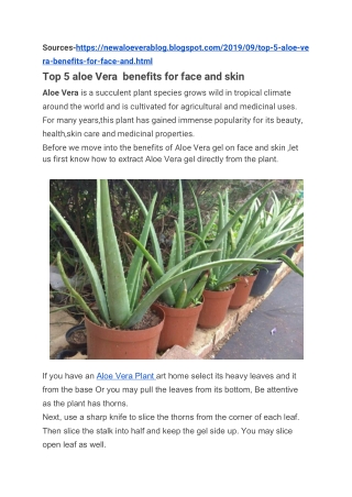 Top 5 Aloe Vera benefits for Face and skin