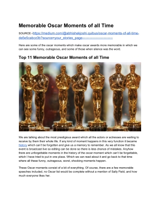 Memorable Oscar Moments Of All Time