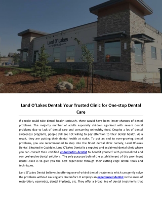 Land O’Lakes Dental: Your Trusted Clinic for One-stop Dental Care