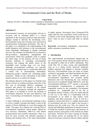 Environmental Crisis and the Role of Media