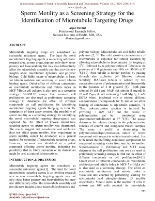 Sperm Motility as a Screening Strategy for the Identification of Microtubule Targeting Drugs