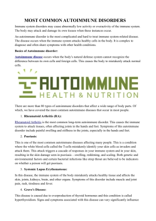 Most Common Autoimmune Disorders
