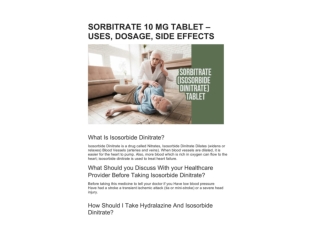 SORBITRATE 10 MG TABLET – USES, DOSAGE, SIDE EFFECTS
