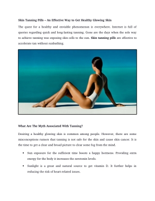 Skin Tanning Pills – An Effective Way to Get Healthy Glowing Skin