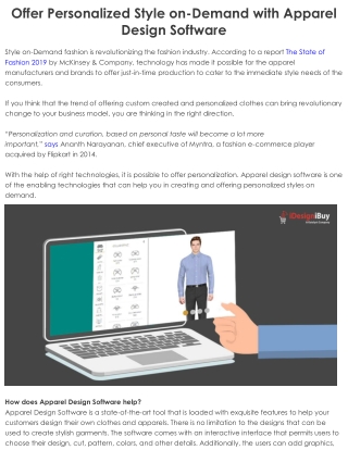 Offer Personalized Style on-Demand with Apparel Design Software