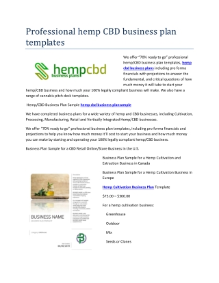 hemp cultivation business plan