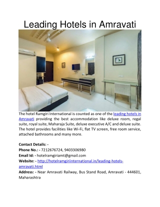 Leading Hotels in Amravati