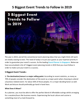 5 Biggest Event Trends to Follow in 2019