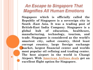 An Escape to Singapore That Magnifies All Human Emotions