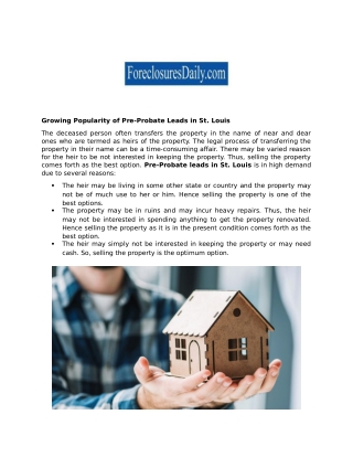 Growing Popularity of Pre-Probate Leads in St. Louis