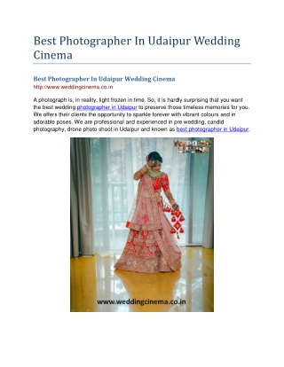 Best Photographer In Udaipur Wedding Cinema