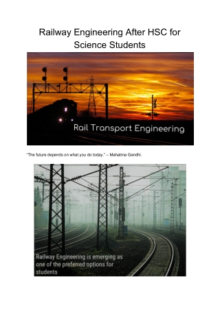 Railway Engineering After HSC for Science Students - SPSU University