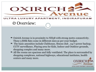 oxirich Avenue Indirapuram