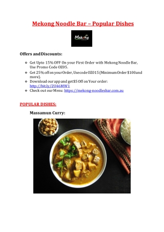 Mekong Noodle Bar Menu– 10% off – Food delivery Petersham