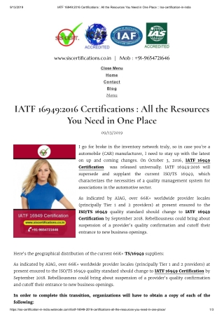 IATF 16949 Certification : All the Resources You Need in One Place