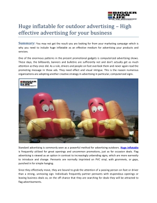 Huge inflatable for outdoor advertising – High effective advertising for your business