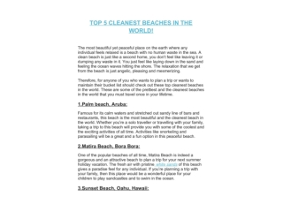 TOP 5 CLEANEST BEACHES IN THE WORLD!