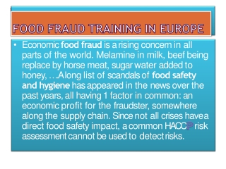 Food Fraud Training In Europe