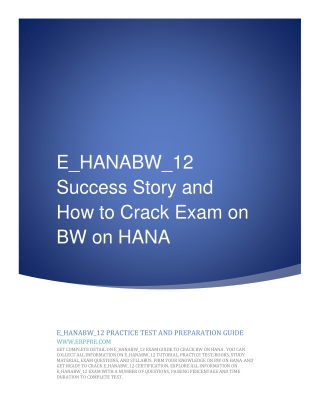 E_HANABW_12 Success Story and How to Crack Exam on BW on HANA