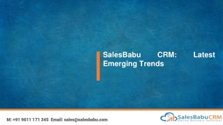 SalesBabu CRM: Latest Emerging Trends