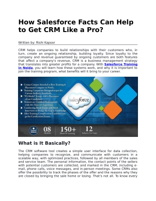 How salesforce facts can help to get CRM like a pro?