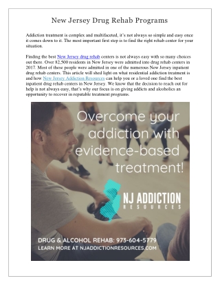 New Jersey Addiction Resources