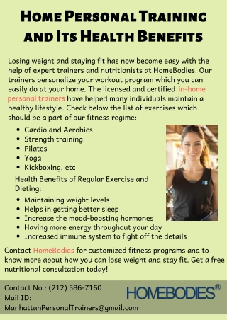 Home Personal Training and Its Health Benefits