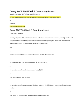 Devry ACCT 504 Week 3 Case Study Latest