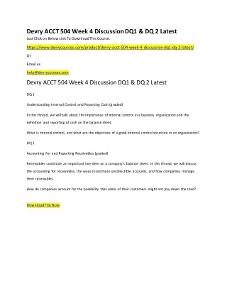 Devry ACCT 504 Week 4 Discussion DQ1 & DQ 2 Latest