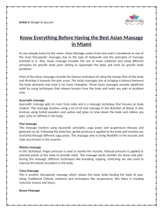 Know Everything before Having the Best Asian Massage in Miami