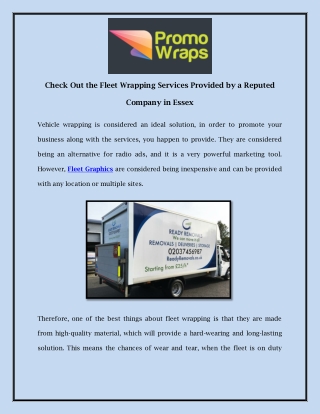 Check Out the Fleet Wrapping Services Provided by a Reputed Company in Essex