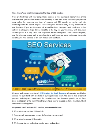 Grow Your Small Business with The Help of SEO Services