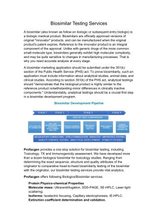 Biosimilar Testing Services