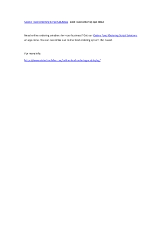 Online Food Ordering Script Solutions - Best Food ordering app clone
